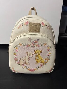 NWT Loungefly Disney The Lion King Young Simba & Nala Heart Mini Backpack